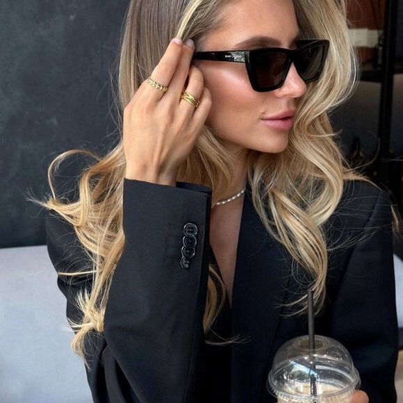 💯 NEW SAINT LAURENT SL276 MICA 001 BLACK GREY SUNGLASSES - Picture 1 of 14